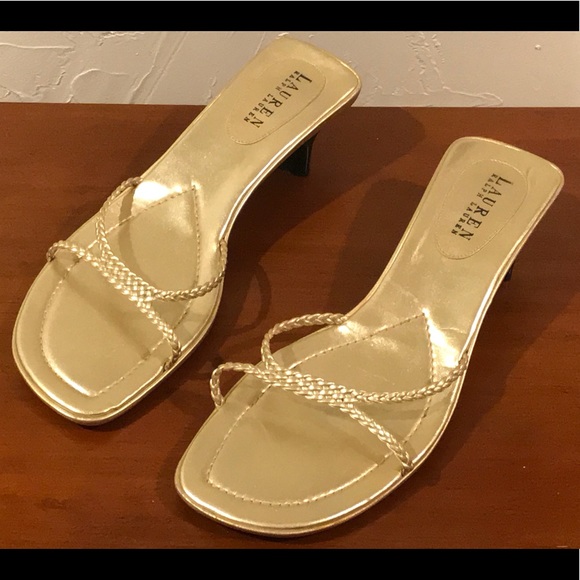 Lauren Ralph Lauren Shoes - Lauren Ralph Lauren Womens 8 B Gold Heel Sandals